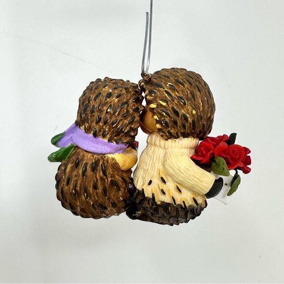 Vintage Hallmark Hedgehog Couple Christmas Ornament Stuck on You 2003 - Picture 3 of 9